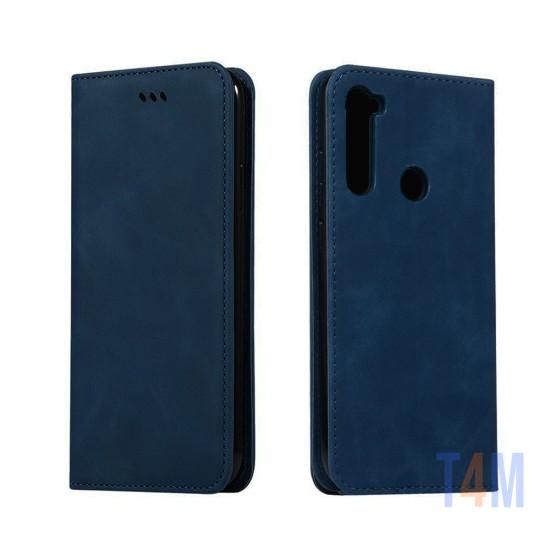 Funda Abatible de Cuero con Bolsillo Interno para Xiaomi Redmi Note 8/8t Azul